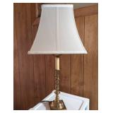 Traditional Brass Candlestick Table Lamp with White Shade