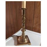 Traditional Brass Candlestick Table Lamp with White Shade