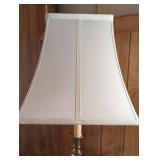 Traditional Brass Candlestick Table Lamp with White Shade