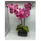 Pink Phalaenopsis Faux Orchid in Black Ceramic Pot