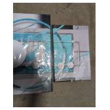 Modern Abstract Multi-Panel Wall Art in Turquoise and Silver, New in packaging & box