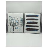 Modern Abstract Blue art prints framed, set of 2
