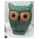 Brown Owl Teapot with Green Ceramic Owl Decor pot