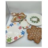 Christmas Holiday Ceramic Serving Plates, 5 count in lot