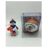 Kansas KU Jayhawks Basketball Snowman Ornament & Basketball Ornament Set! Makes perfect gift!