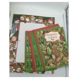 Cardinal ceramic flower pot, 2 Christmas card stacks, snowman large notepad.