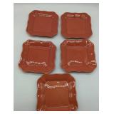 Pottery Barn Cambria Persimmon Square Plates Set of 5. New.