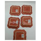 Pottery Barn Cambria Persimmon Square Plates Set of 5. New.