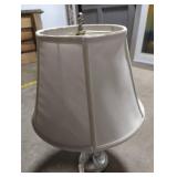 White Table Lamp with Silver Metal Base and pull chain