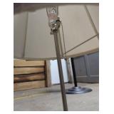 White Table Lamp with Silver Metal Base and pull chain