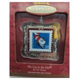 Dr. Seuss Hallmark Ornament Set - Green Eggs and Ham and Cat in Hat, in original boxes.