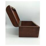 Vintage Antique Japanese Veneer Wood Box with Brass Hardware