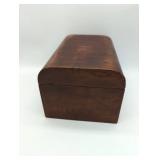 Vintage Antique Japanese Veneer Wood Box with Brass Hardware