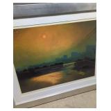 Urban Sunset Landscape Large Framed Print in Silver frame.