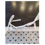 Juicy Couture Gold edged eyelet sheer curtains, 2 panels, like New, each panel ~85 inches x 36 wide