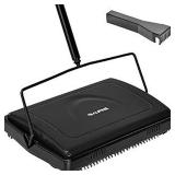 Alpine Manual Carpet Sweeper Triple Brush â Non Electric Multi-Surface Floor Cleaner Easy Sweeping for Carpeted Floors (BLK -Improved) (B09VLH1QCD)