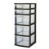 Sterilite 5-Drawer Tower  Black