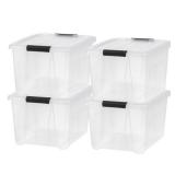 IRIS 32 Qt. Plastic Storage Bins with Lids  Stackable Storage Containers  Totes  4 Pack