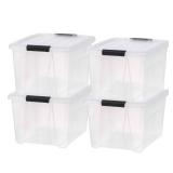 IRIS 32 Qt. Plastic Storage Bins with Lids  Stackable Storage Containers  Totes  4 Pack