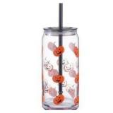 Way to Celebrate Glass 20oz Can Sipper Halloween Pumpkin 2 Pack