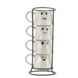 WAY TO CELEBRATE HALLOWEEN GHOST ESPRESSO MUG STACK Set of 4