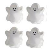 Way to Celebrate Halloween 4pk Ceramic White Figural Ghost Appetizer Bowls