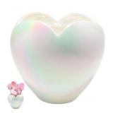 Paris Hilton Heart-Shaped Utensil jar with White Rainbow Finish, Multifunctional Kitchen Storage and Decorative vase