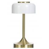 Elegant Cordless Table Lamp with Milk Glass Shade,3-Level Dimmable Touch Lamp
