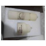 LED Flameless 9.45 & 3.35  Fluted Figural Ivory Wax Tabletop Candle