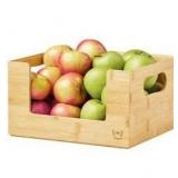 The Home Edit Bamboo Set of 2 Open Front Small Storage and Organizing Bins Brown