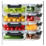 TAIMASI 16 Pcs Glass Food Storage Containers Set, 36oz Large Glass Meal Prep Containers with Leak Proof Snap Lock Lids, Airtight Bento lunch Boxes, Black