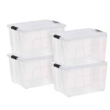 IRIS 60 Qt. Plastic Storage Bins with Lids  Stackable Storage Containers  Totes  4 Pack