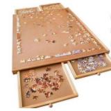 Bits and Pieces Jumbo Puzzle Plateau Jigsaw Puzzle Organizer 26\" x 34\", Wooden, 1500 PCS, 4 Trays