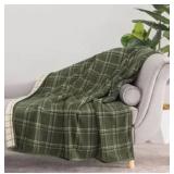 Berkshire Life Reversible Printed Hampshire Soft Throw Blanket, Standard Size, Modern Plaid