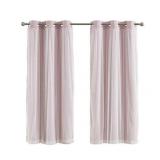 Your Zone Blackout Curtain Panel with Sheer Overlay  2 Panel  Pink  37  W x 63  L