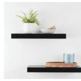 Mainstays Black 24\" Wood Floating Shelves, Set of 2