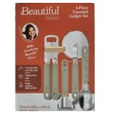 Beautiful Kitchenware 4-Piece Essential Gadget Set, Sage Green with Gold accent, Non-Slip Grip, Dishwasher Safe, BPA-Free