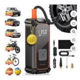Ophanie Cordless Portable Tire Inflator - 160 Psi Digital Pressure Gauge, Air Compressor for Car Tires with Automatic Shutoff, Emergency LED Light, Compact Automotive Pump