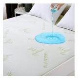 MUXHOMO Premium 100% Waterproof Queen Size Mattress Protector, Breathable Mattress Cover Queen Size Bed, Cooling 3D Air Fabric Bed Pad Cover, Deep Pocket 8\"-21\"