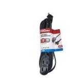 Hyper Tough 12 Ft 16 AWG 2-Prong Black Indoor Extension Cord, 125V 13A 2 Pack