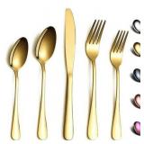 ReaNea Gold Silverware Set 20 Pieces  Stainless Steel Flatware Set  Forks and Spoons Set Service for 4