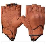 Harssidanzar Women Fingerless Motorcycle Gloves,Hard Knuckle Protection Riding Driving Biker Racing Motorbike Glove Small