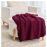 Better Homes & Gardens Chenille Knit Super Soft Oversized Throw Blanket, Merlot Wine
