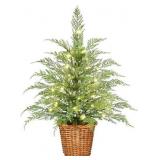 Texas House Christmas Tree, Green Cypress Artificial Christmas Tree, Warm White LED Lights Twinkling Glow, Tabletop Decor with Timer Function for Office Apartment Entryway Indoor Use (Green-1pc