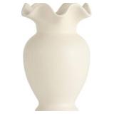 Ruffle-Shaped Ceramic Tabletop Vase - Off-White