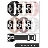 6 Pack Silicone Bands Compatible with Apple Watch Band 38mm 40mm 41mm 42mm 44mm 45mm 46mm 49mm Women Men, Soft Sport Strap Replacement Wristband for iWatch Series 11 10 9 8 SE 7 6 5 4 3 2 1 Ultra