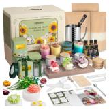 ZEROMX Candle Making Kit for Adults & Beginners - Full DIY Set with 1200g Soy Wax, Jars, Dyes, Floral Molds, Gift Packaging - Christmas Gift Idea for Holiday Gifting, Perfect Handmade Home Decor