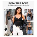 Nebility Shapewear Bodysuit for Women Tummy Control Waist Trainer Backless Body Shaper V-Neck with Built in Bra(Black,Medium)