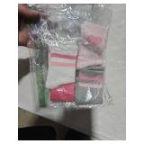 Wamvp Girls Socks Kids Pink Crew Athletic Socks with Hearts Striped 4 Pairs for Children 7-10 Years