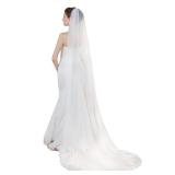 BEAUTELICATE Wedding Bridal Veil with Comb 1 Tier Lace Applique Chapel Length 90\" Ivory